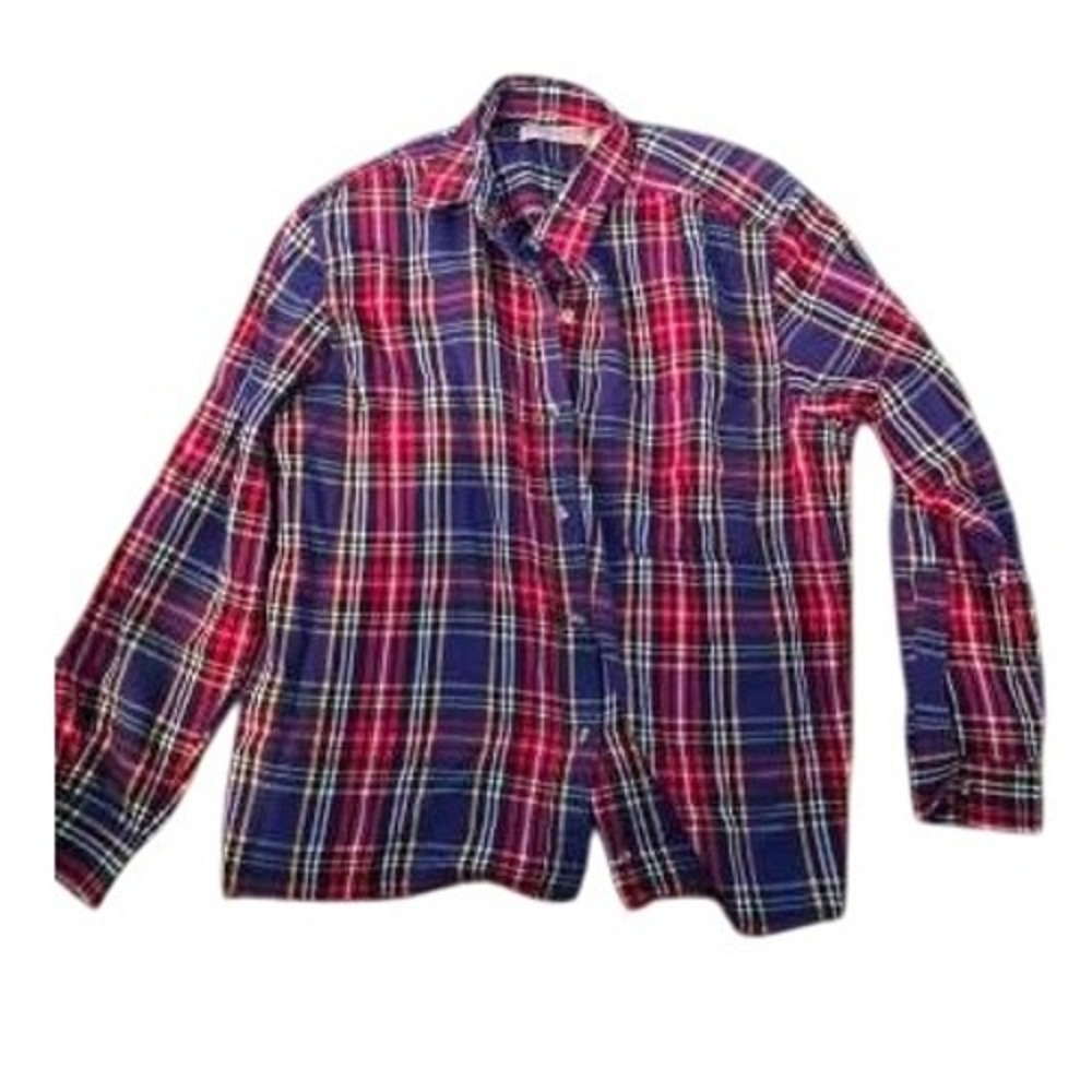 Plaid Flannel‎ Shirt Long Sleeve Button Up Casual Work Everyday Top